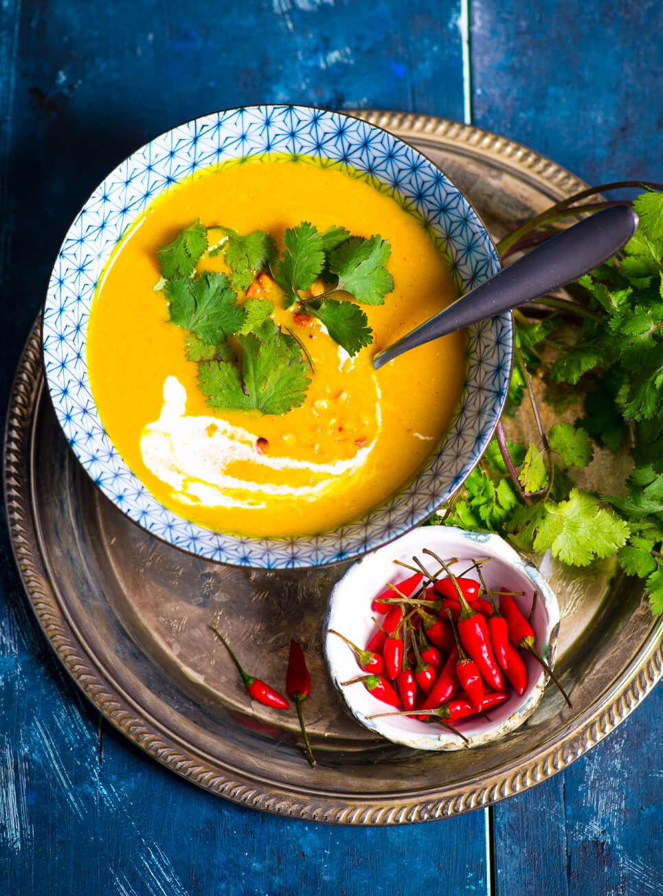Scharfe Kürbissuppe mit Safran
