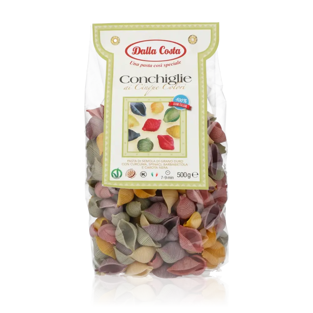 Dalla Costa Conchiglie Pasta in bunter Verpackung.