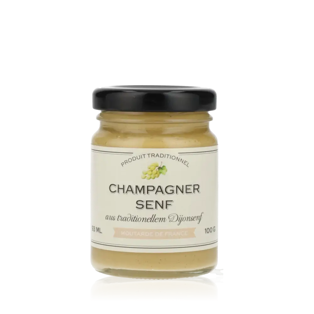 Champagner Senf Glas mit traditionellem Dijonsenf, 100g.