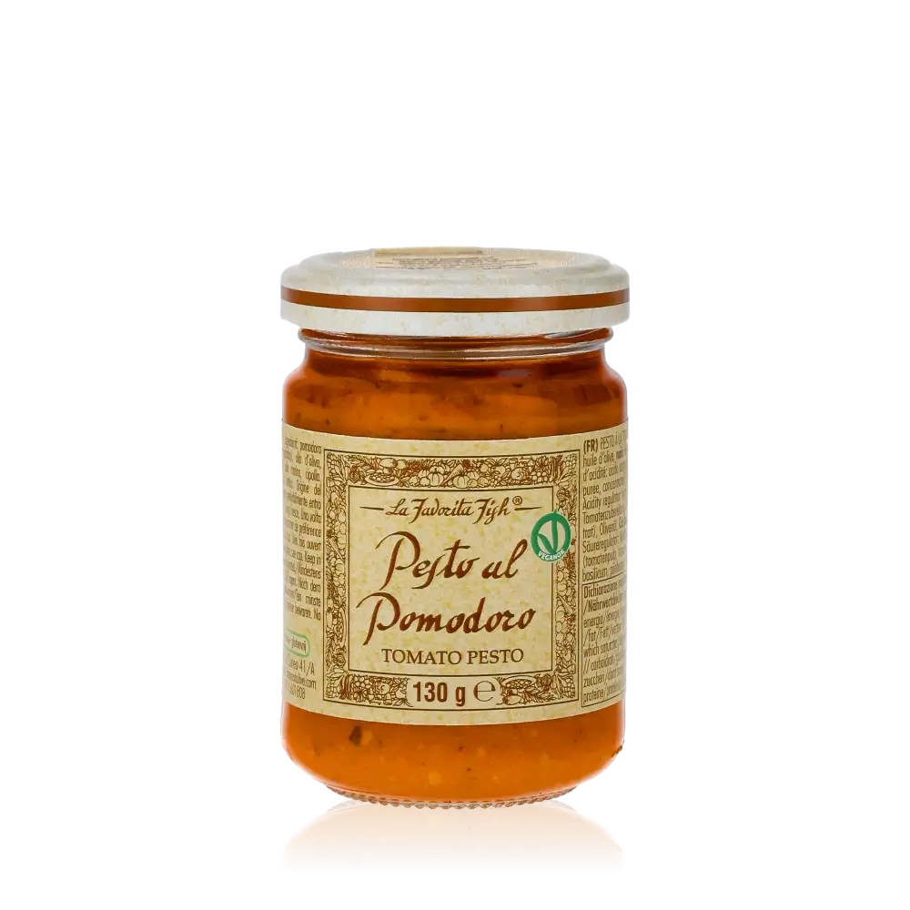 Glas mit Favorita Pomodoro Pesto, Tomatenpesto, 130g.