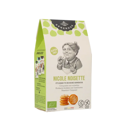 Generous Nicole Noisette glutenfreies Haselnusskrokant in Verpackung.