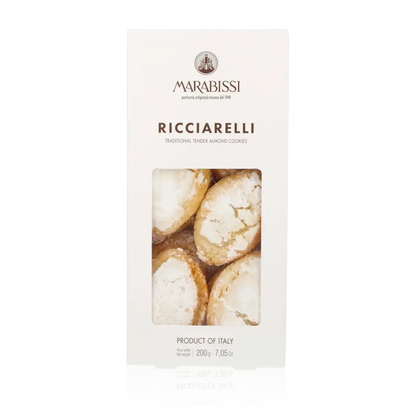 Marabissi Ricciarelli italienische Mandelkekse in Verpackung.