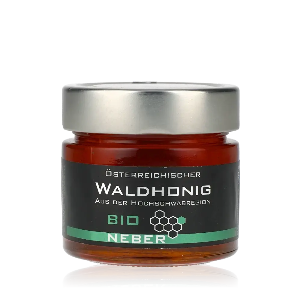 Bio-Waldhonig im Glasbehälter.