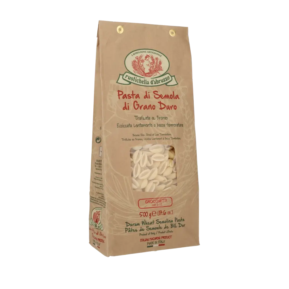 Rustichella d'Abruzzo Gnocchetti Pasta in Verpackung.