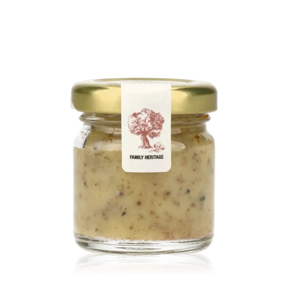 Trüffelbutter im Glasbehälter.