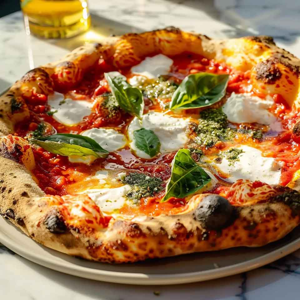 Pizza Napoletana mit dickem Rand