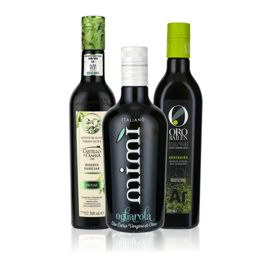 Probierset mit 3 Olivenölen von Castillo de Canena, Mimi und Oro Bailen von mild bis intensiv