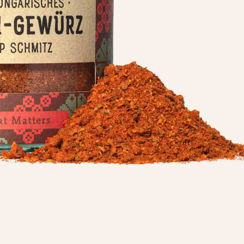 Gewürzpulver und Verpackung.