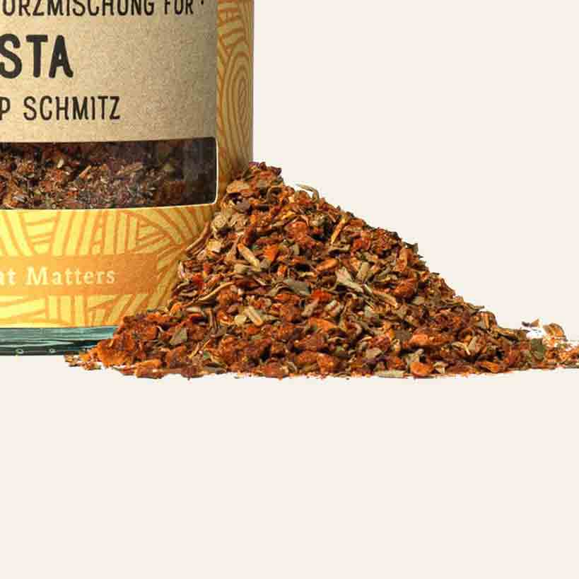 Soul Spice Gewürzmischung für Pasta, Nahaufnahme.
